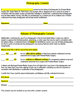 patient forms finesse plastic surgery office procedure consent form